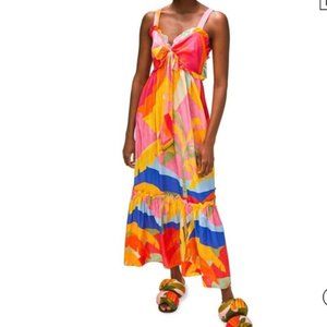 FARM RIO Tropical Sunset Tie Front Dress